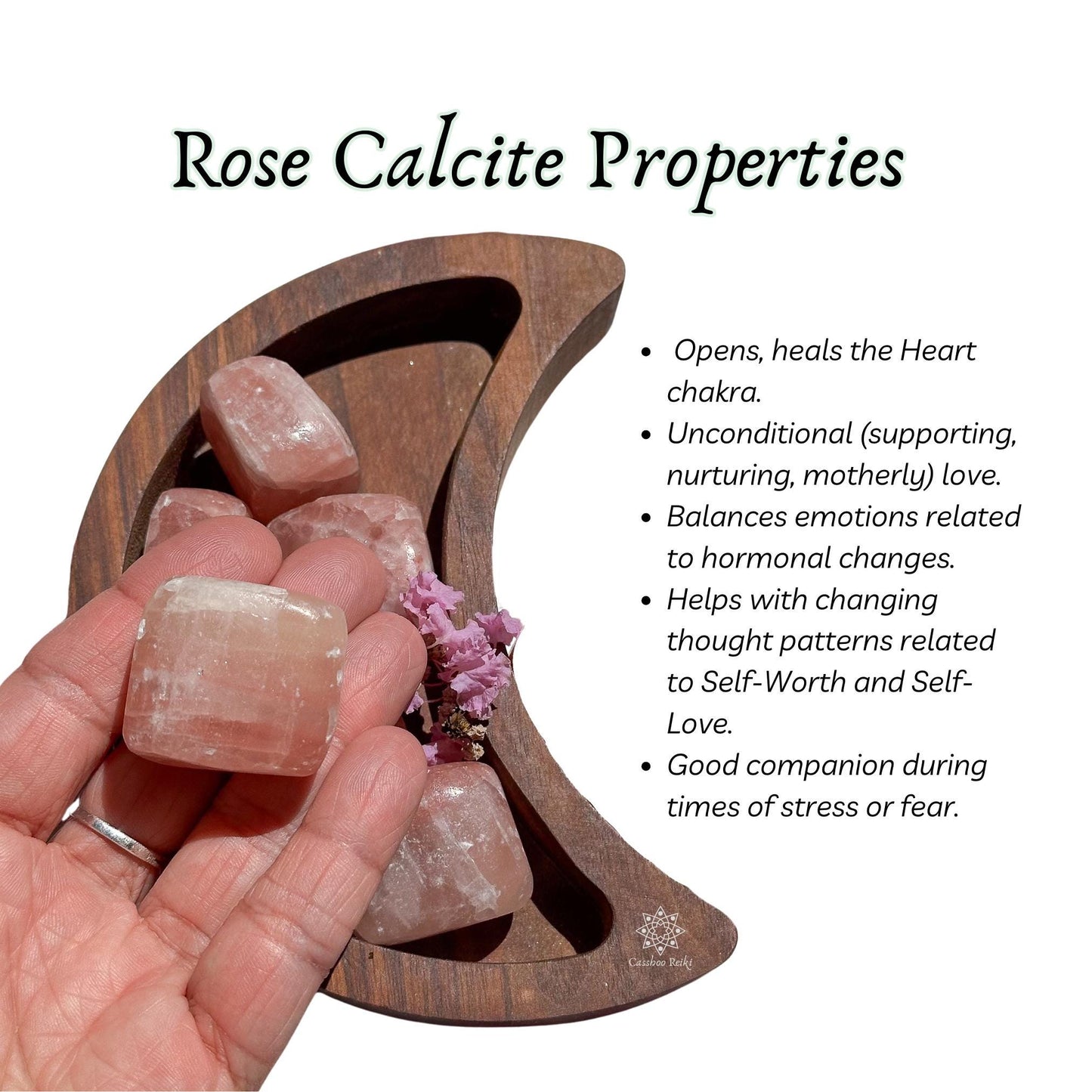 Tumbled Rose-Red Calcite. Crystal to inspire Self-love and emotional harmony | Crystals for Her | Reiki-infused crystal.