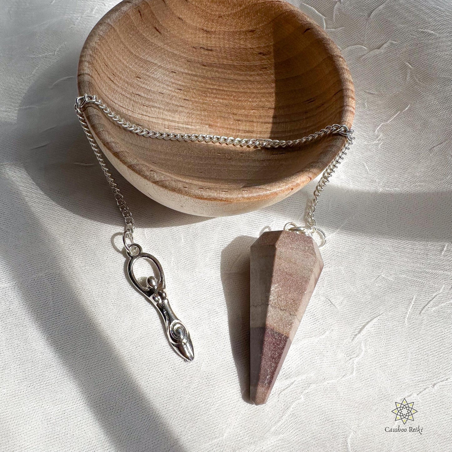 Shiva Lingam Goddess Pendulum and Mini Bowl set | Natural Gemstone Pendulum