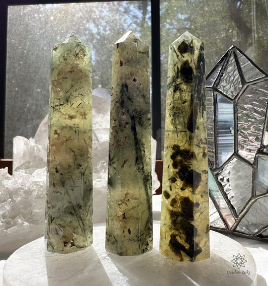 Prehnite 4 inch Tower | Crystal for Times of Change and Transformation | Crystal for mediumship and Tarot Readers