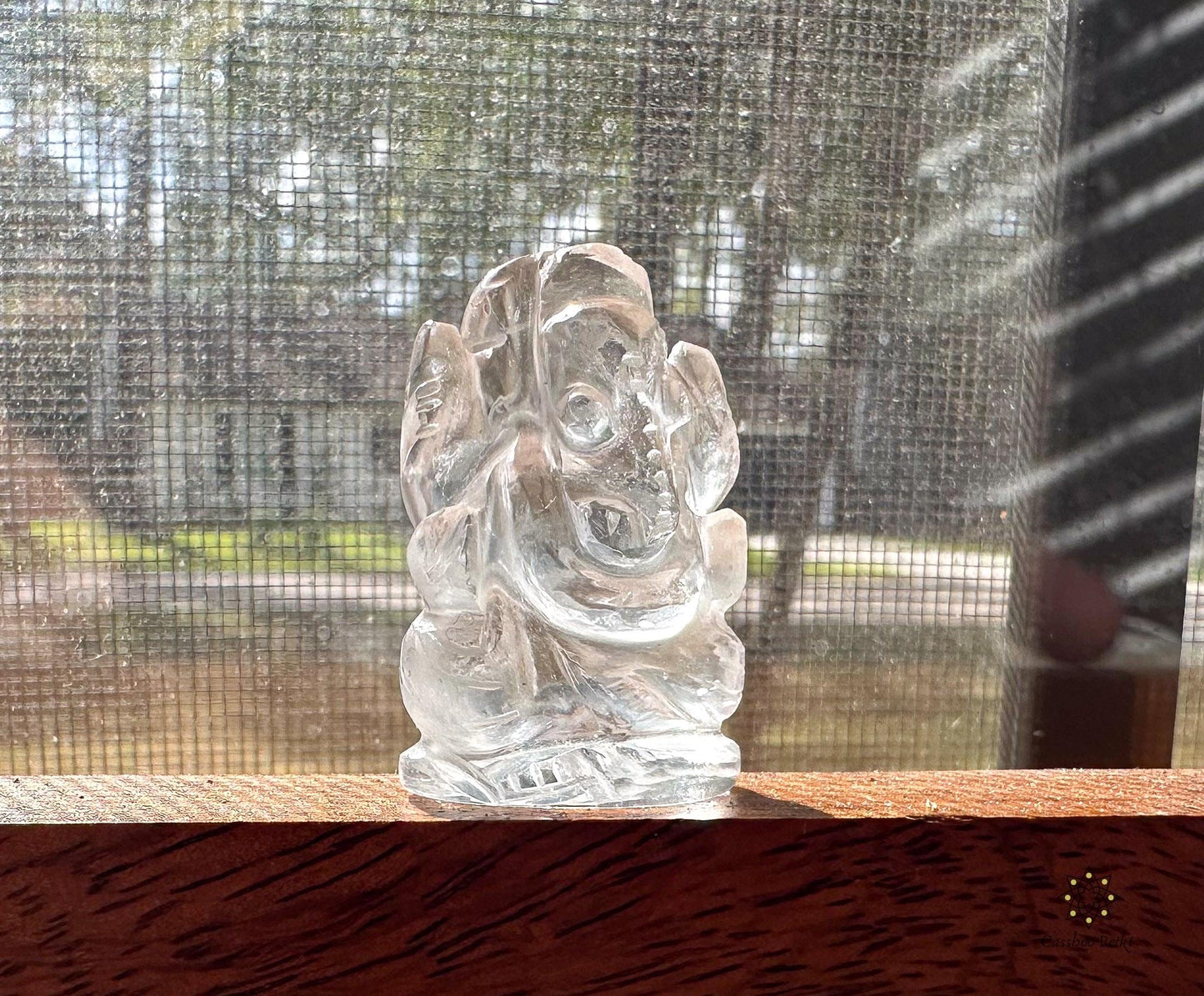 Ganesh Mini Statue in Clear Quartz | Miniature Ganesha Figurine | Gemstone Figurine