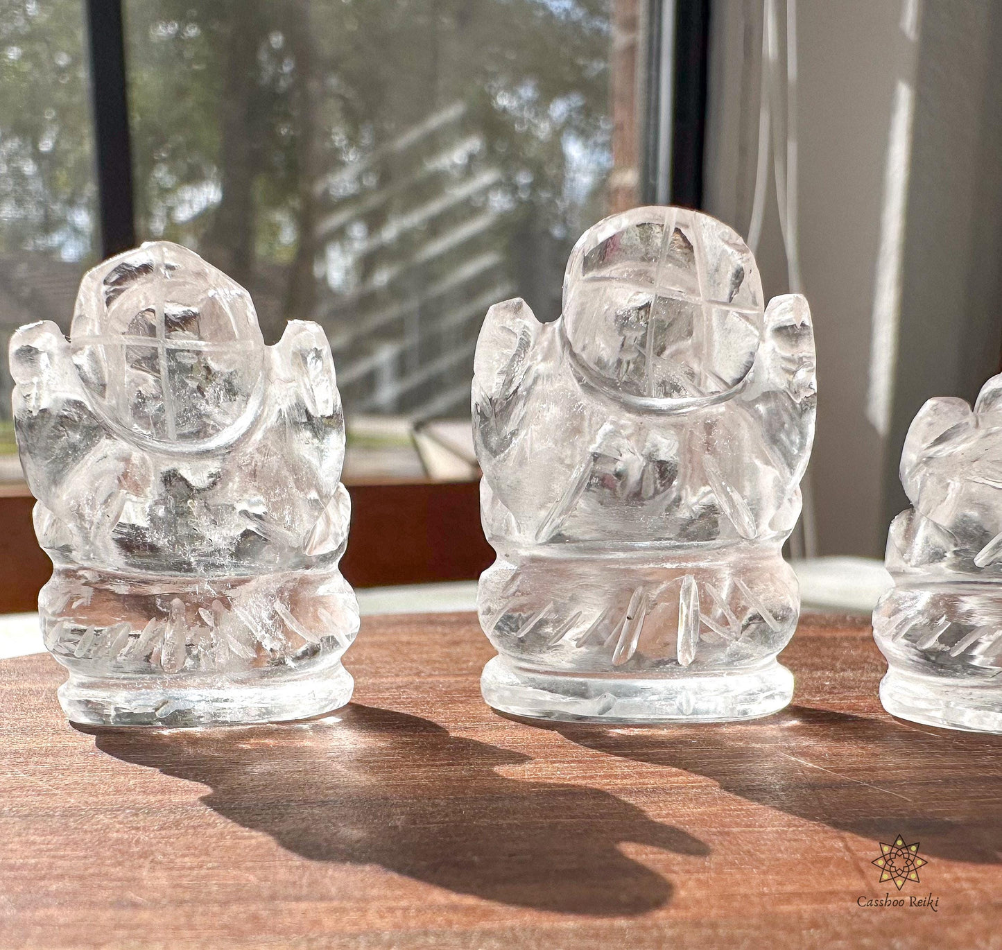 Ganesh Mini Statue in Clear Quartz | Miniature Ganesha Figurine | Gemstone Figurine