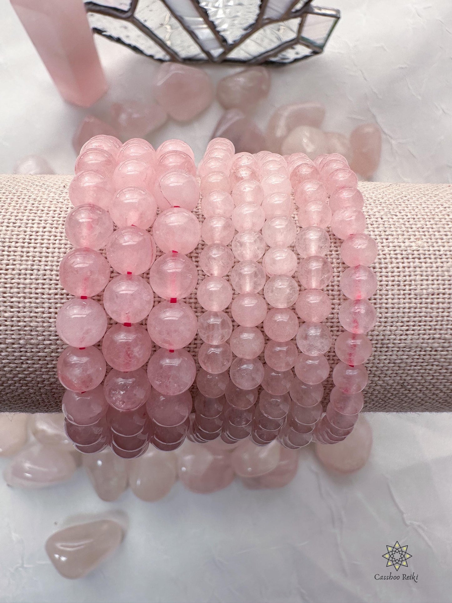 Rose Quartz 4mm 6mm Beads Elastic Bracelet | Natural Gemstone Bracelet | Universal Love Gift