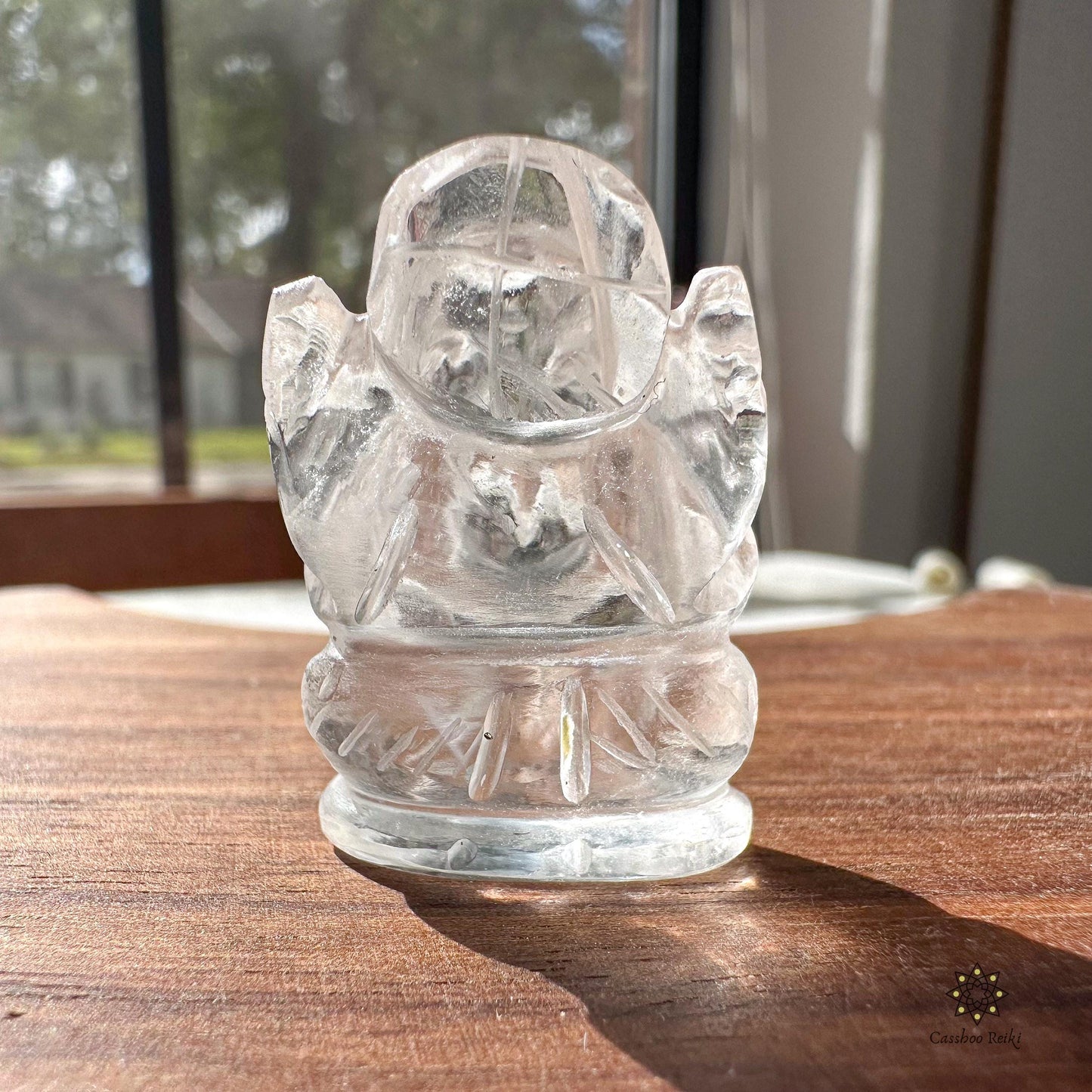 Ganesh Mini Statue in Clear Quartz | Miniature Ganesha Figurine | Gemstone Figurine