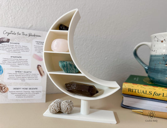 Crystals for Bedside Table | Crescent Moon Shelf and Crystal Set | Crystals for the Bedroom