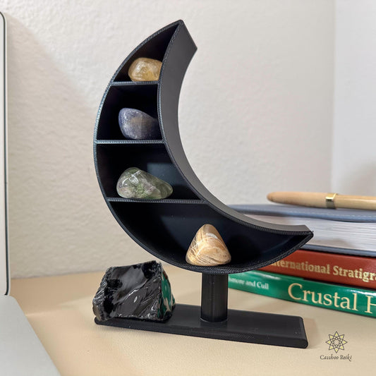 Crystals for Work Desk | Crescent Moon Shelf and Crystal Set | Crystals for Work Office, Cubicle