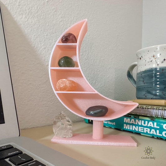 Crystals for Student Desk | Crescent Moon Shelf and Crystal Set | Crystals for the Student | College Dorm Decor