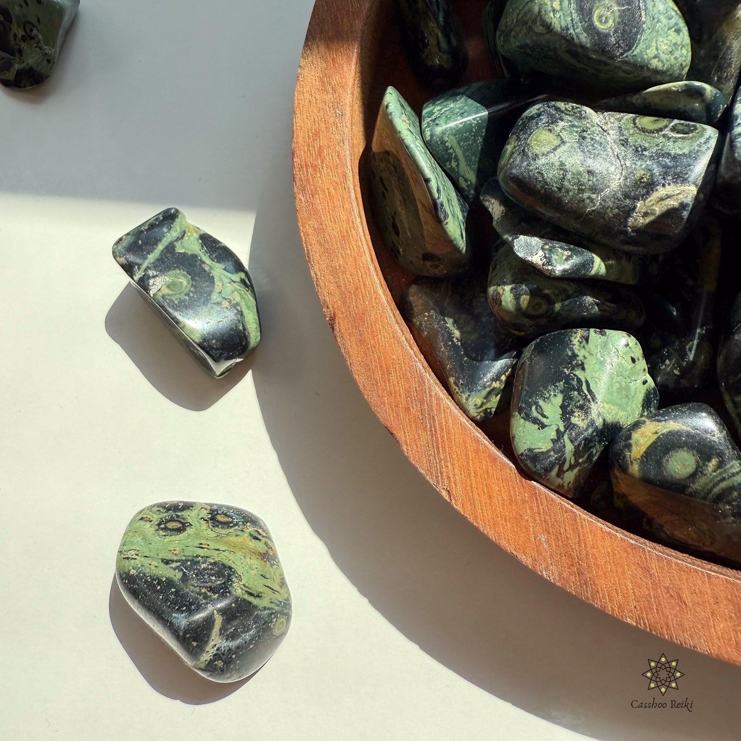 Tumbled Kambaba Jasper | Green Stromatolite | Crocodile Rock