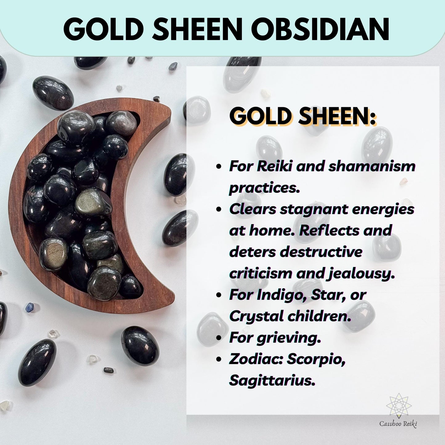 Gold or Silver Sheen Obsidian | Tumbled Sheen Obsidian | Stone for business owners, entrepreneurs or Moms.