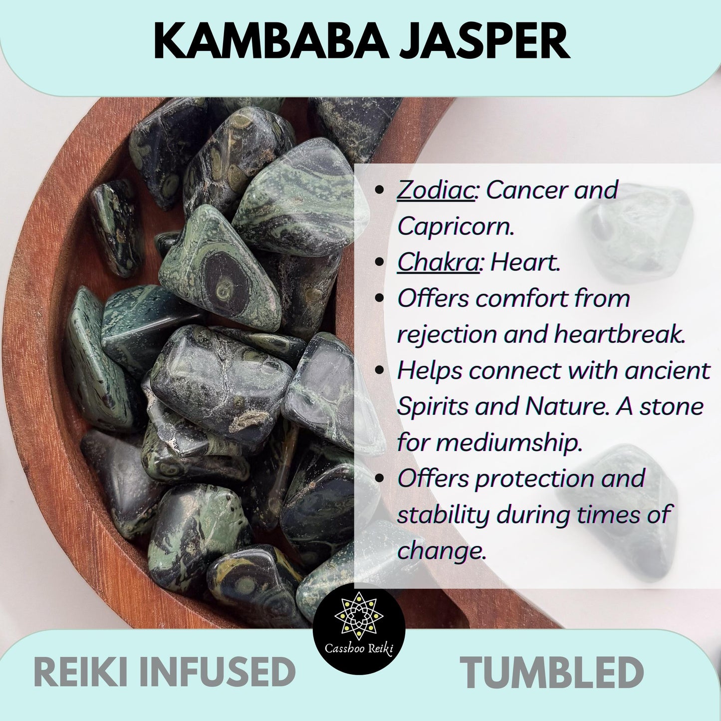 Tumbled Kambaba Jasper | Green Stromatolite | Crocodile Rock