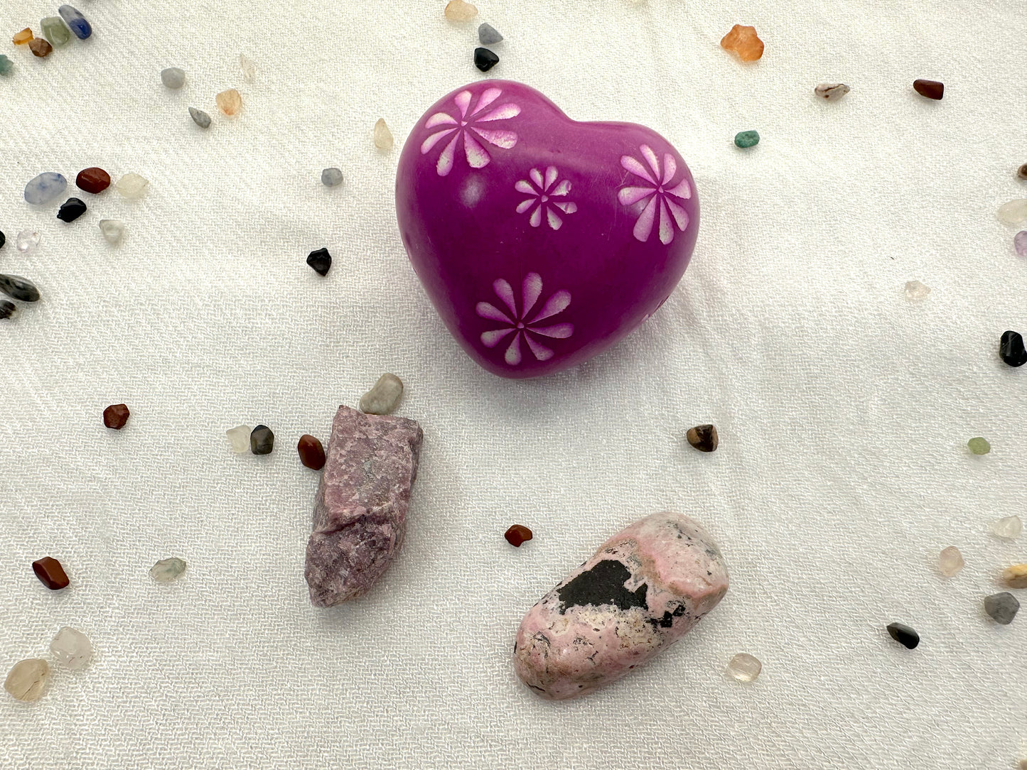 LOVE CELEBRATIONS: Self-love. 2-piece set Rhodonite and Soapstone heart