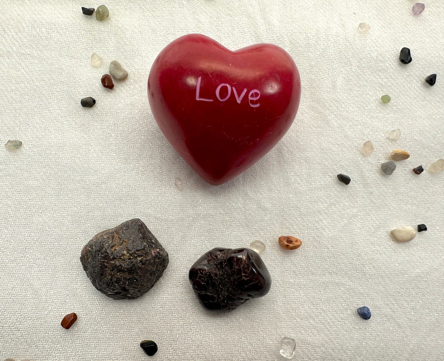 LOVE CELEBRATIONS: Romance, Romantic Love 2-piece set: Garnet and Soapstone Heart