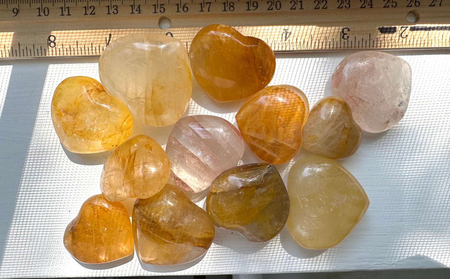 Mini Hematoid / Golden Healer Quartz Puffy Hearts