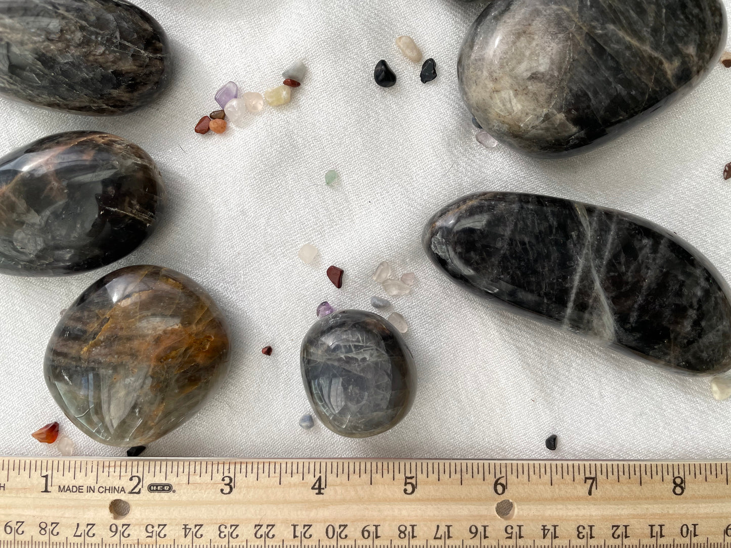 Black Moonstone Pebble. Palm Stone