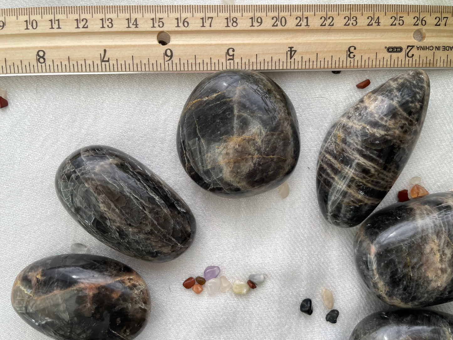 Black Moonstone Pebble. Palm Stone