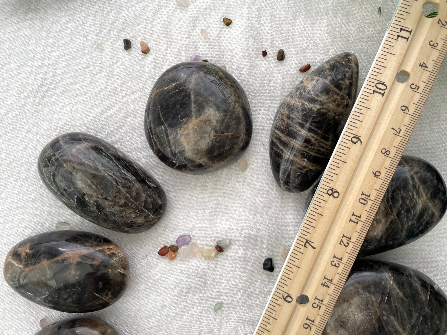 Black Moonstone Pebble. Palm Stone