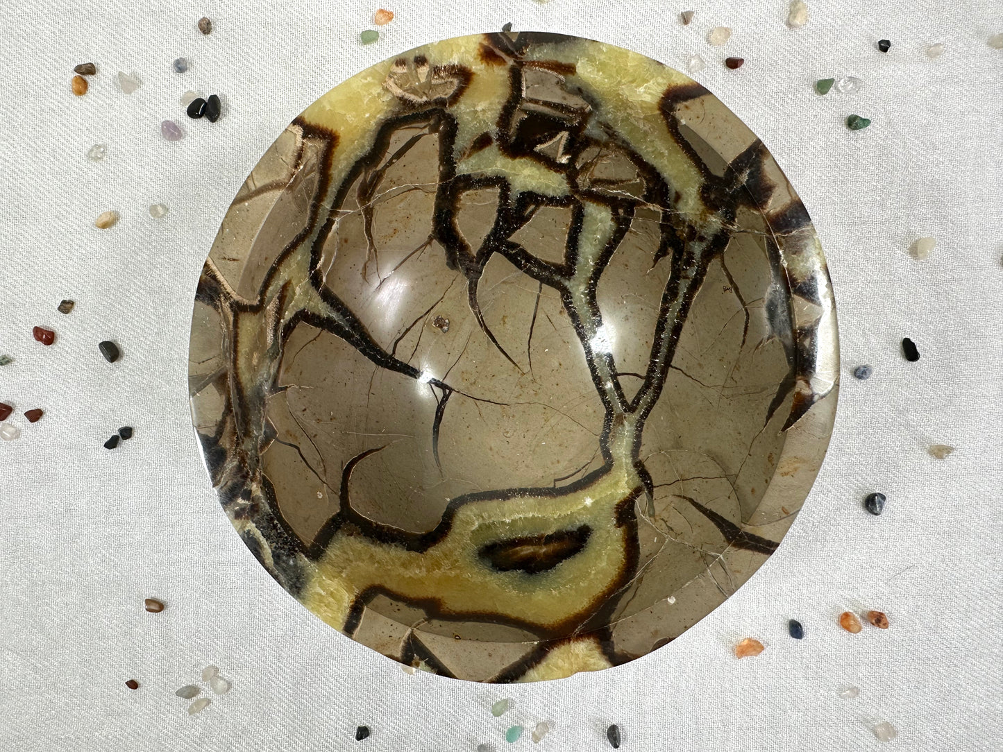 Natural Septarian Carved Bowl | Natural Gemstone Carved Bowl | Centerpiece Decor