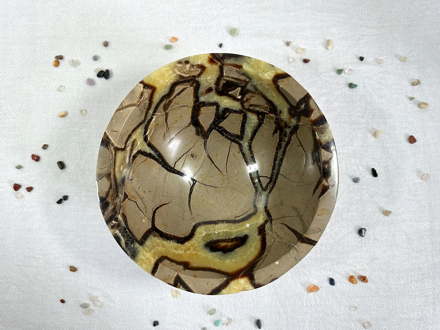 Natural Septarian Carved Bowl | Natural Gemstone Carved Bowl | Centerpiece Decor