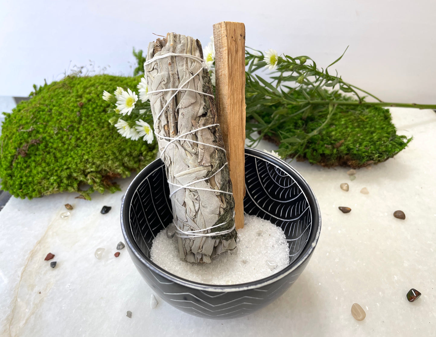 Smudging Set: Soapstone Bowl with Palo Santo & Sage bundle