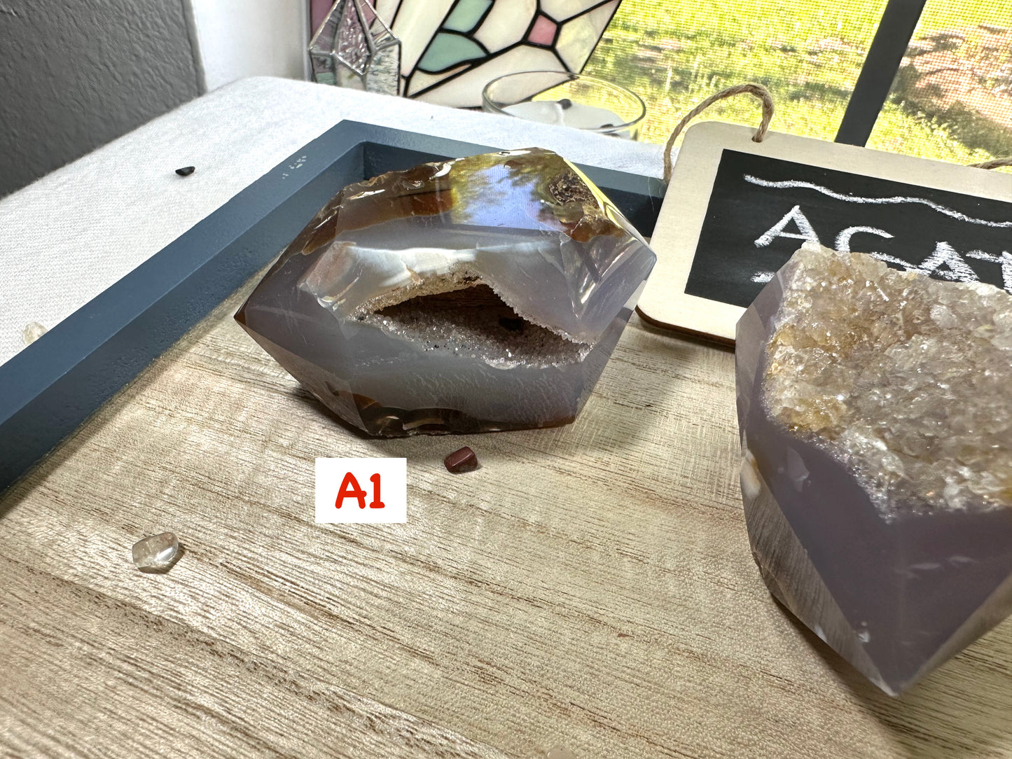 Polished Druzy Agate Double Points