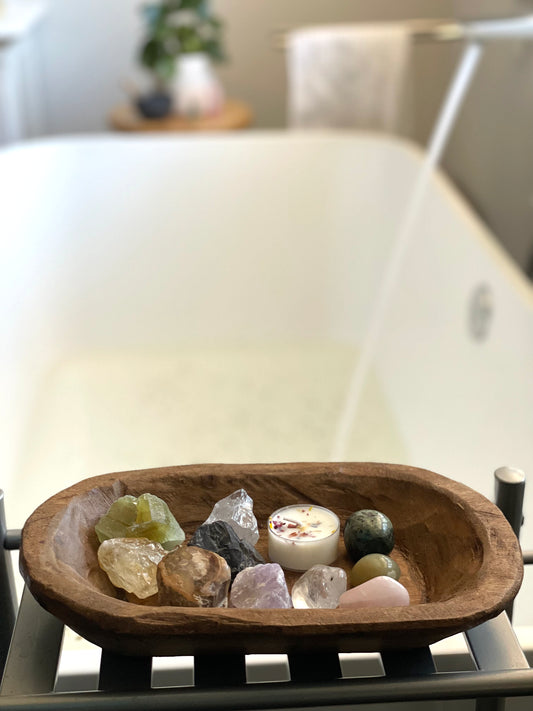 Bathtub/Shower Crystal Multi-Set in oval bowl