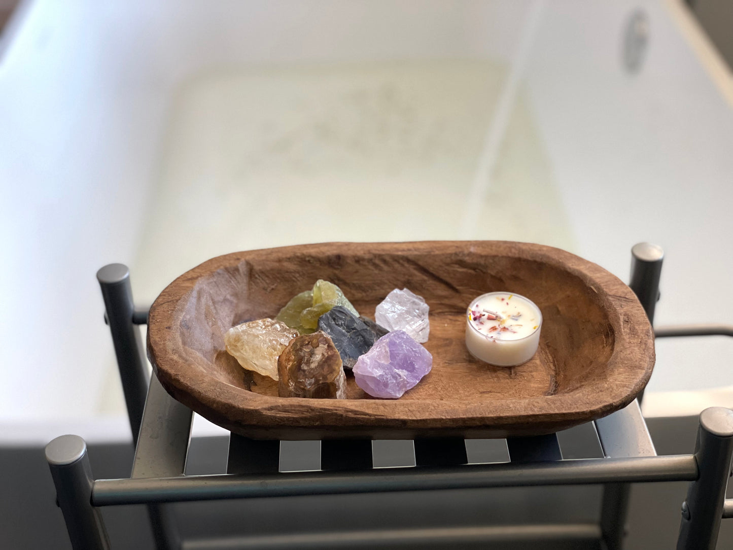 Bathtub/Shower Crystal Multi-Set in oval bowl