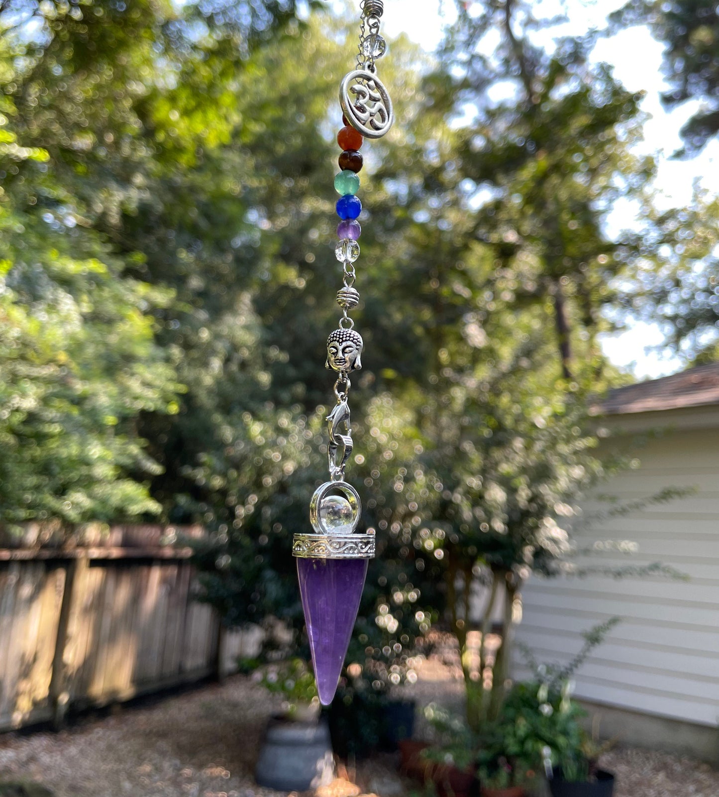 Buddha OM Amethyst Chakra Pendulum. Mini Bowl included