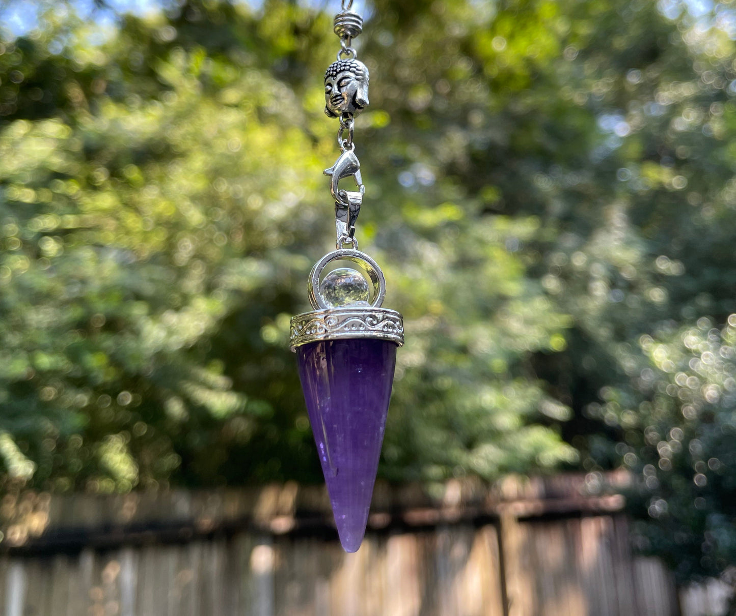 Buddha OM Amethyst Chakra Pendulum. Mini Bowl included