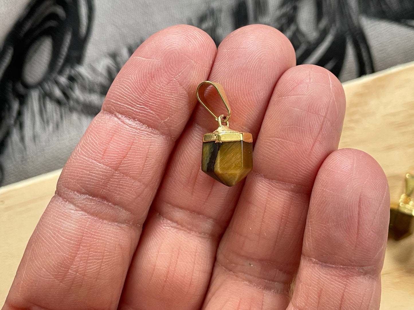 Gold plated Tiger Eye mini pendant