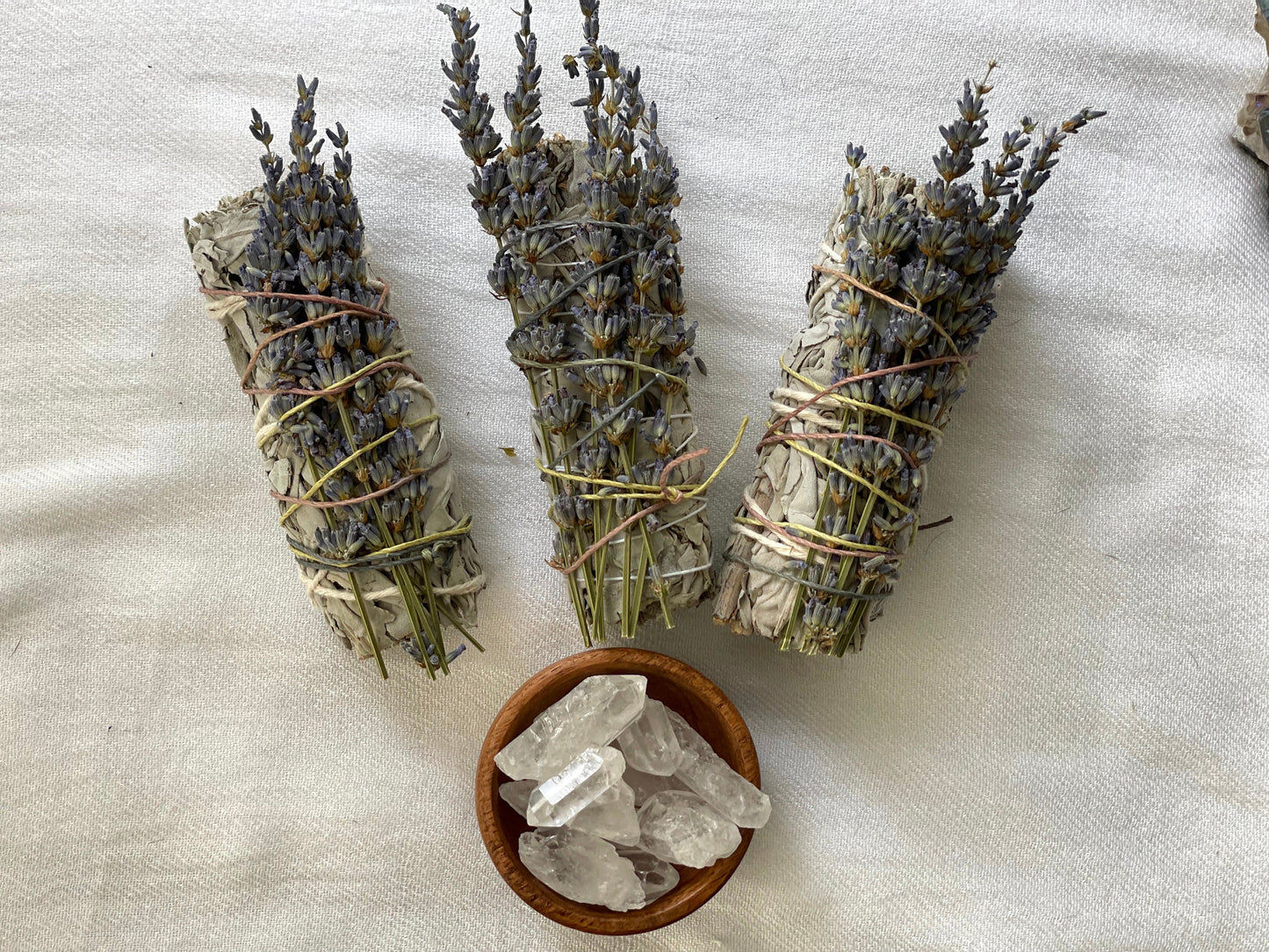 Lavender and white sage bundle with crystal