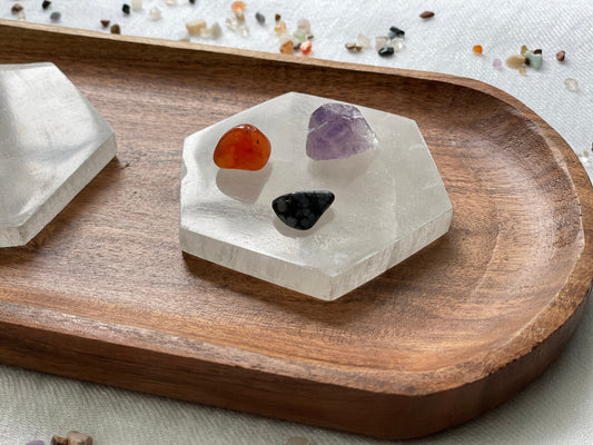 Hexagonal Selenite Plate | Crystal Charging and Cleansing Station