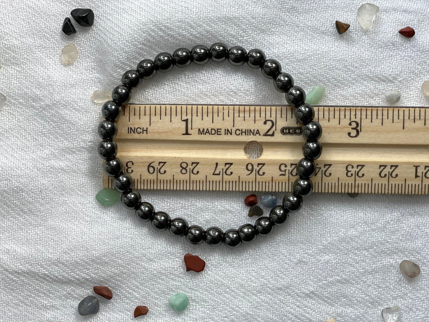 6mm Hematite bead bracelet. Unisex