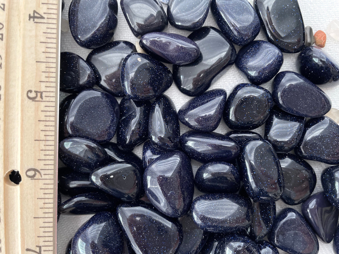 Blue Goldstone, tumbled