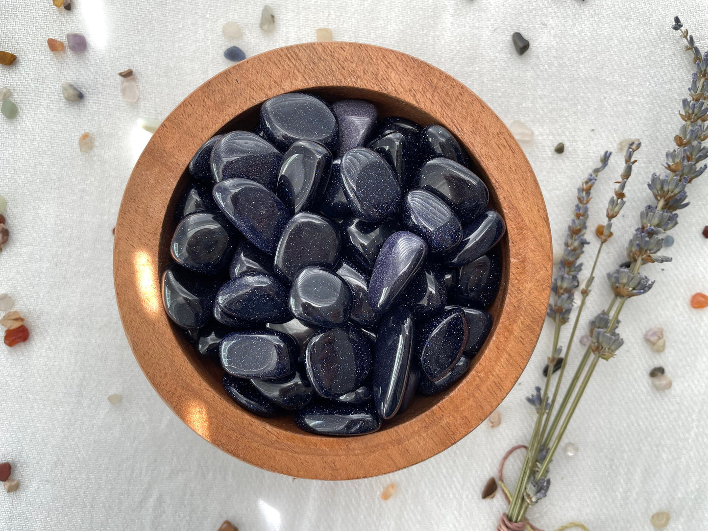 Blue Goldstone, tumbled