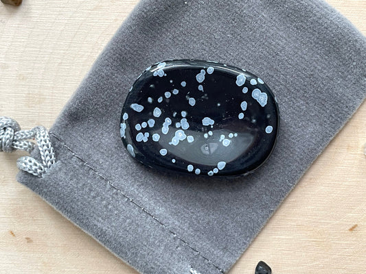 Worry Stone. Snowflake Obsidian