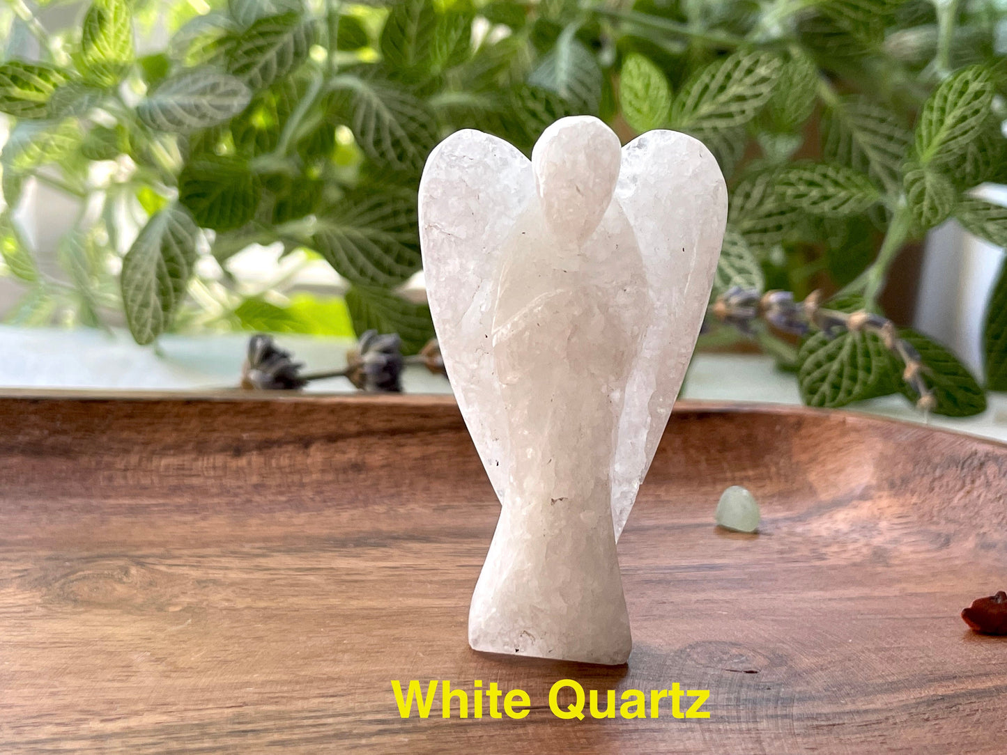 Petite Angel Figurine carved in Clear Quartz | Carved Gemstone Angel Figurine