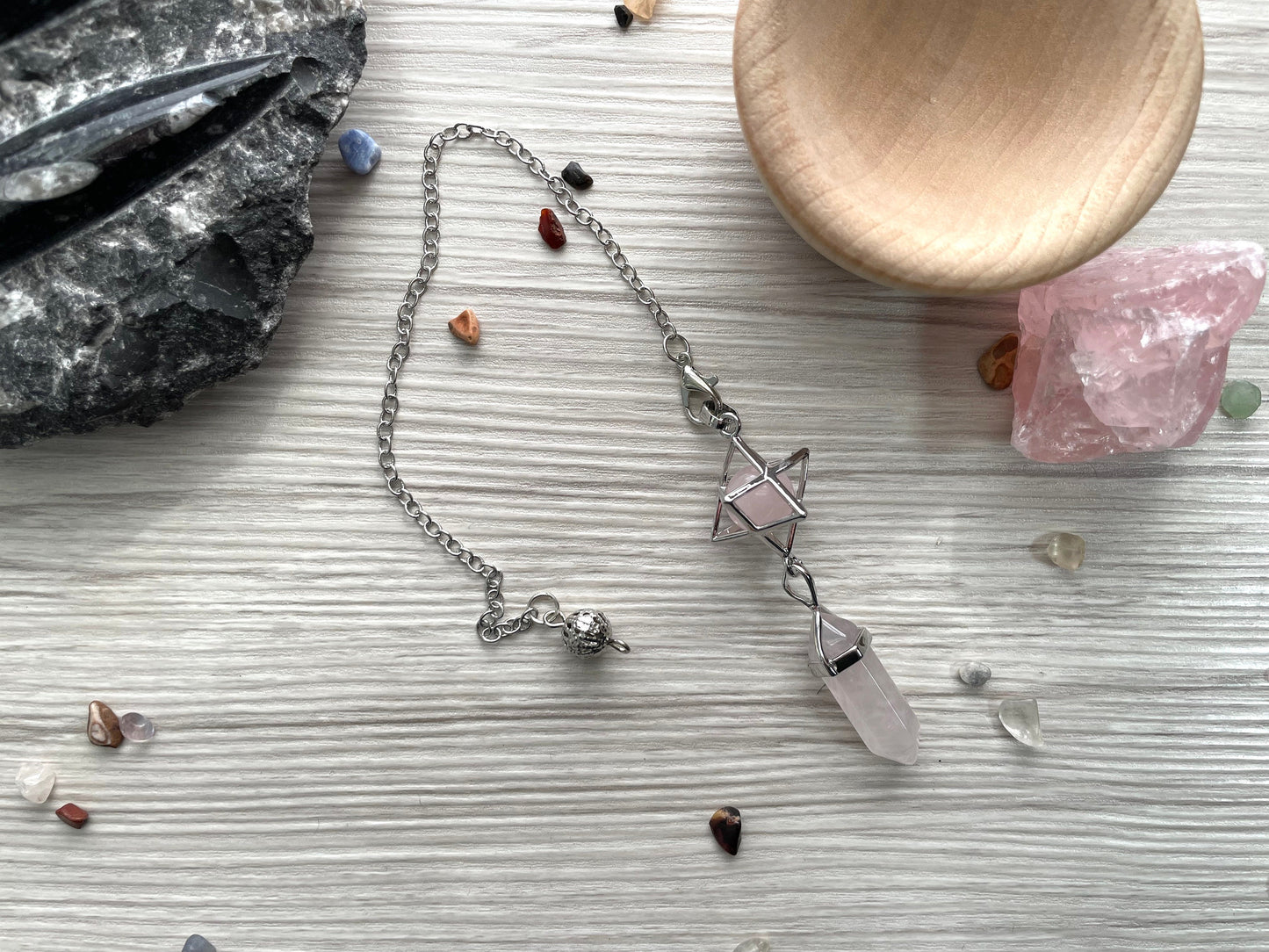 Rose Quartz Merkaba Pendulum. Reiki Infused