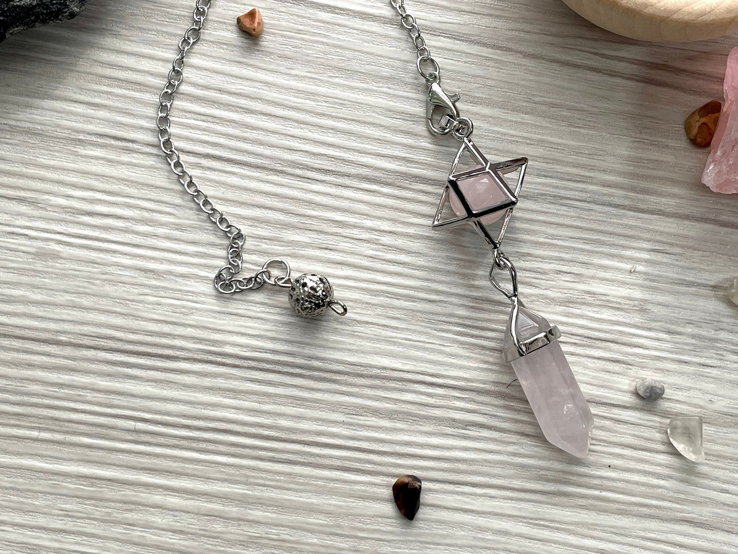 Rose Quartz Merkaba Pendulum. Reiki Infused