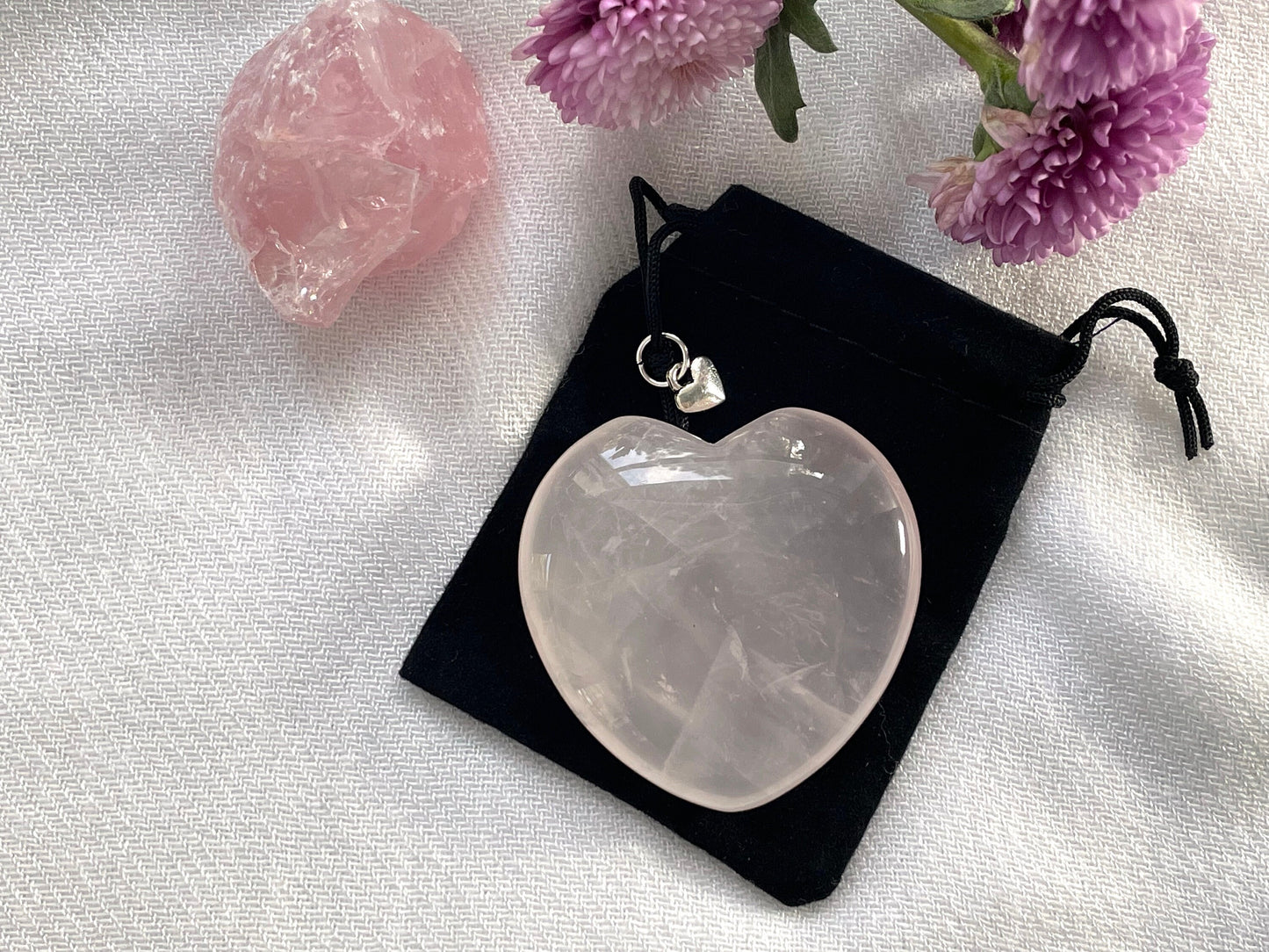 Natural Rose Quartz Heart Palm Stone and Crystal Points for Love Grids | Crystal Carved Stone