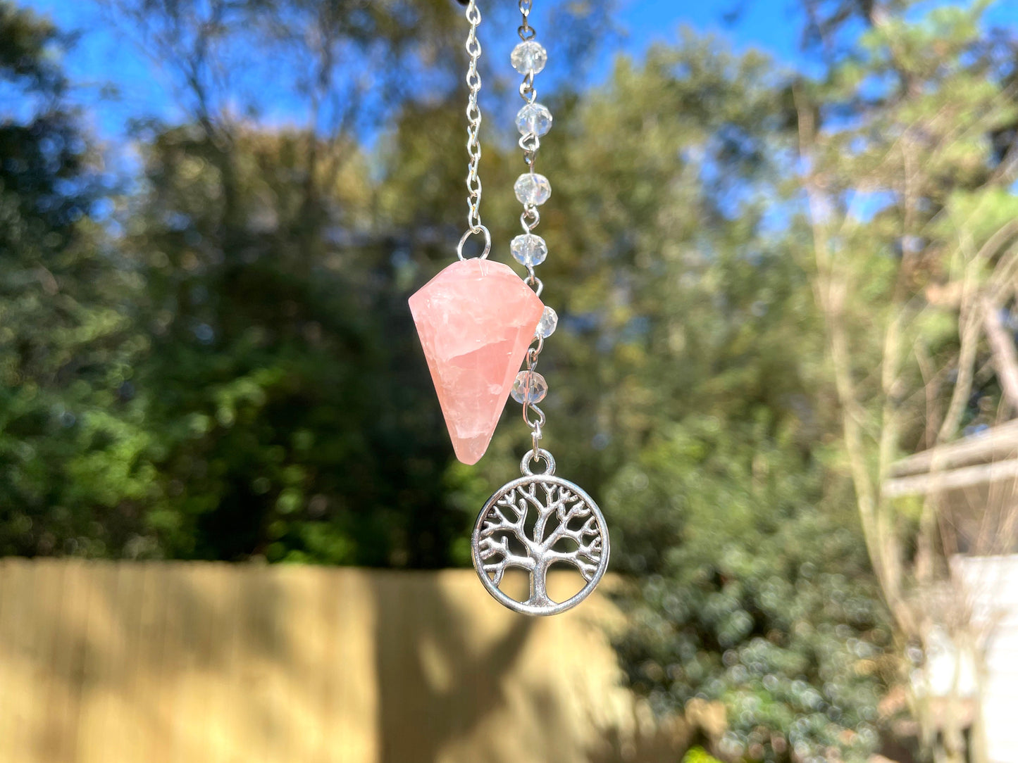 Rose Quartz Pendulum. Reiki Infused