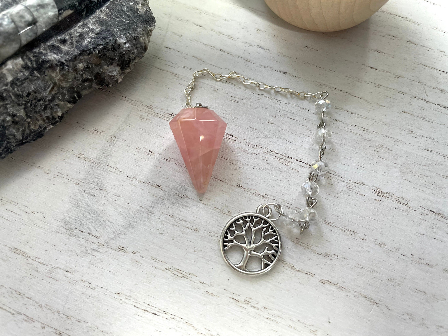 Rose Quartz Pendulum. Reiki Infused