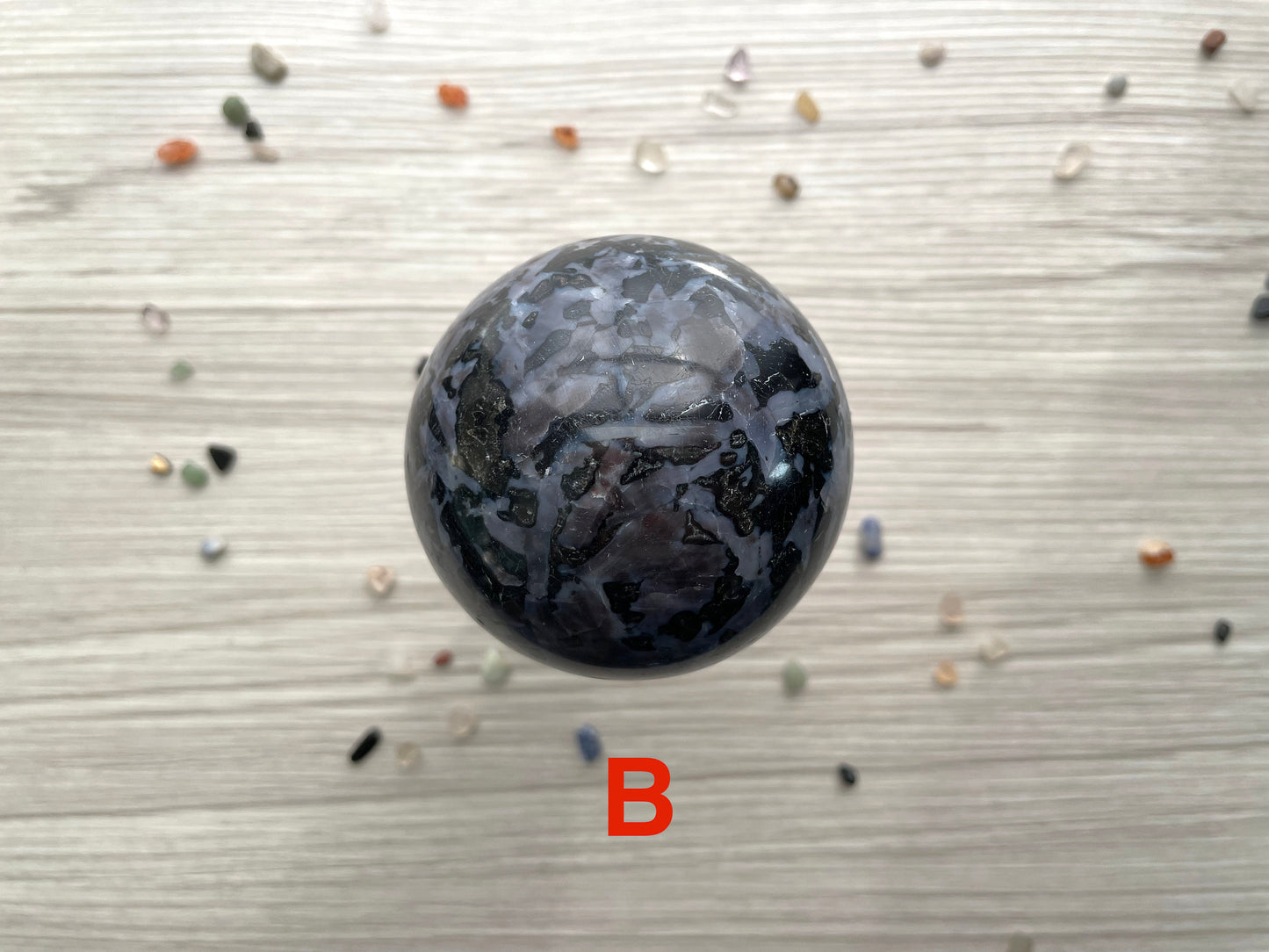 Indigo Gabbro Sphere. Reiki Infused