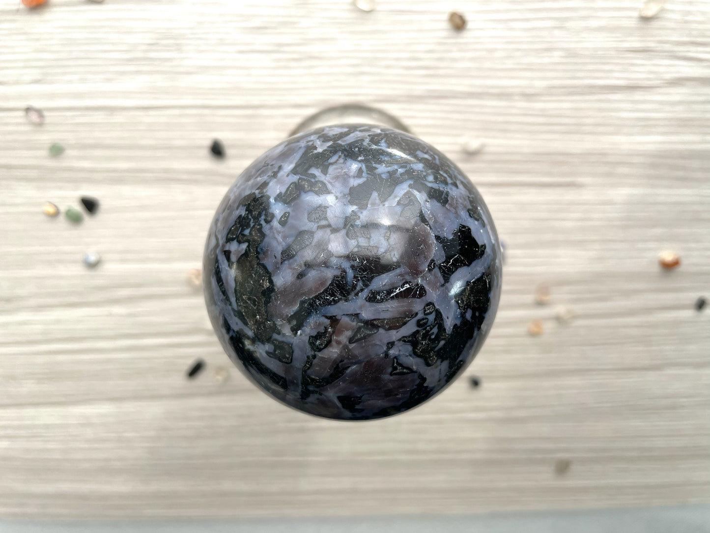 Indigo Gabbro Sphere. Reiki Infused