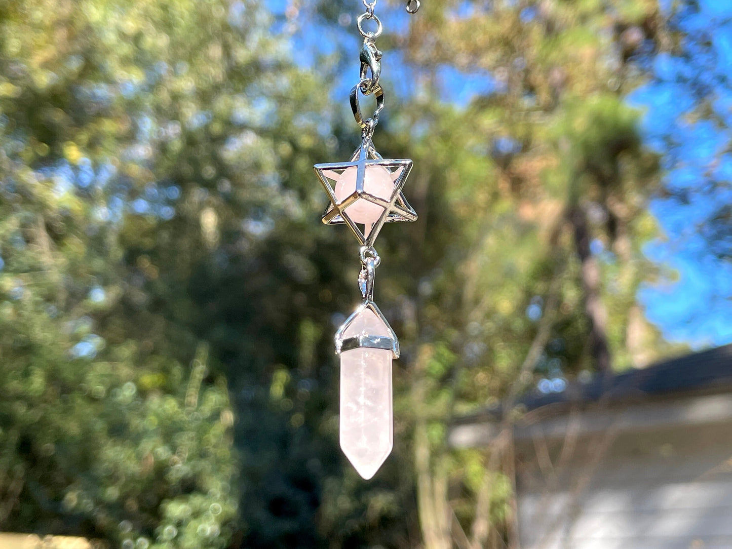 Rose Quartz Merkaba Pendulum. Reiki Infused