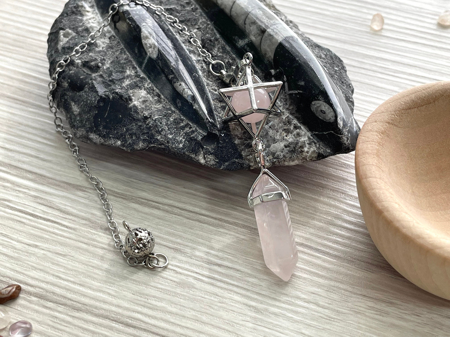 Rose Quartz Merkaba Pendulum. Reiki Infused