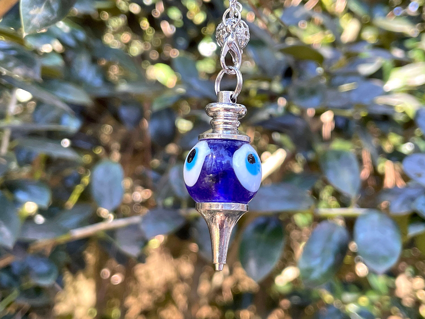 Evil Eye Glass Pendulum with mini wooden bowl
