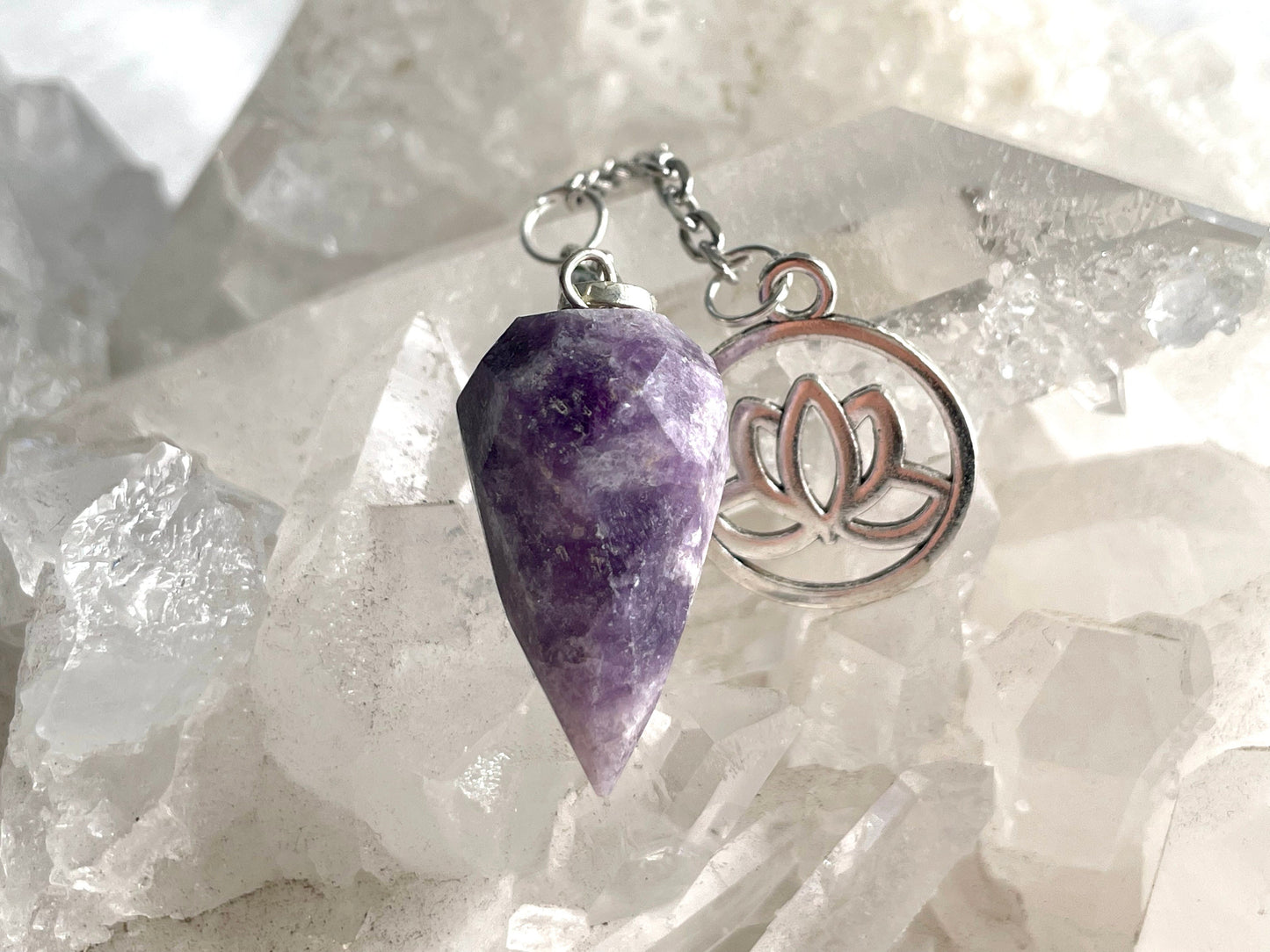 Lepidolite Pendulum. Multifaceted