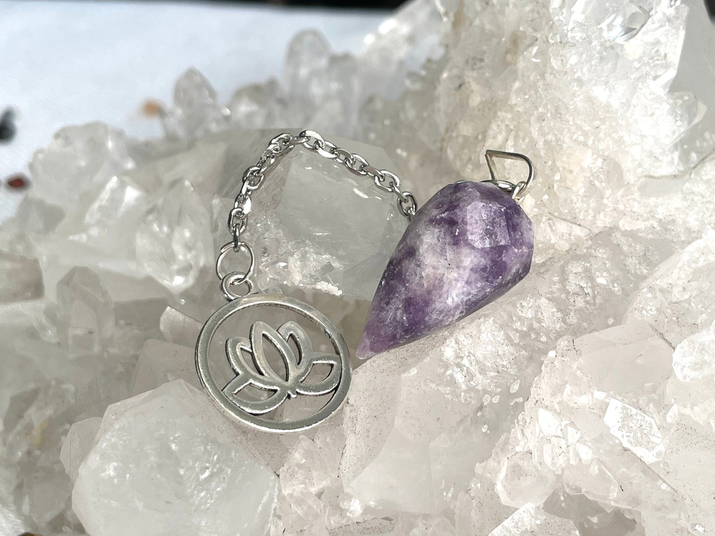 Lepidolite Pendulum. Multifaceted