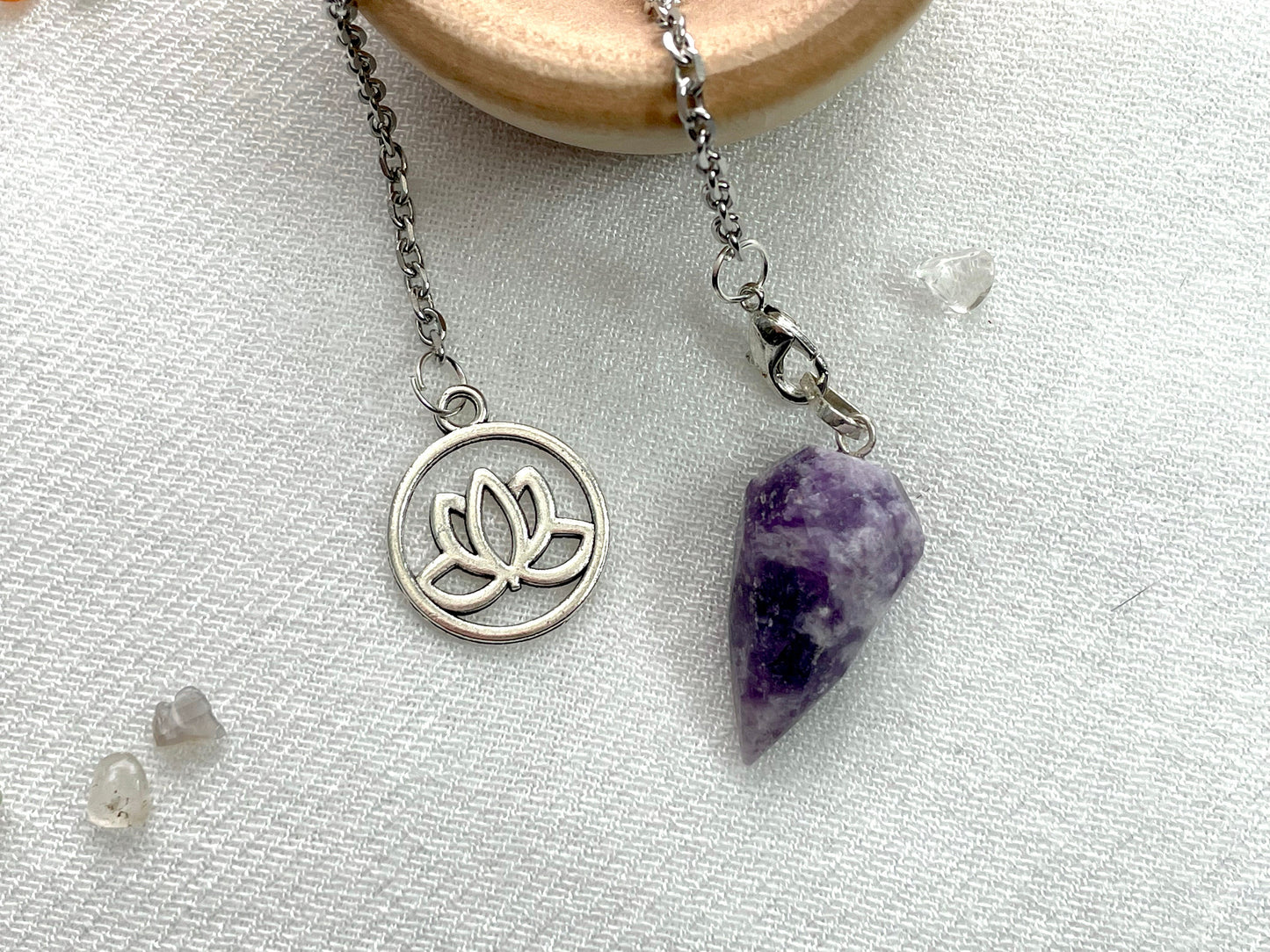 Lepidolite Pendulum. Multifaceted