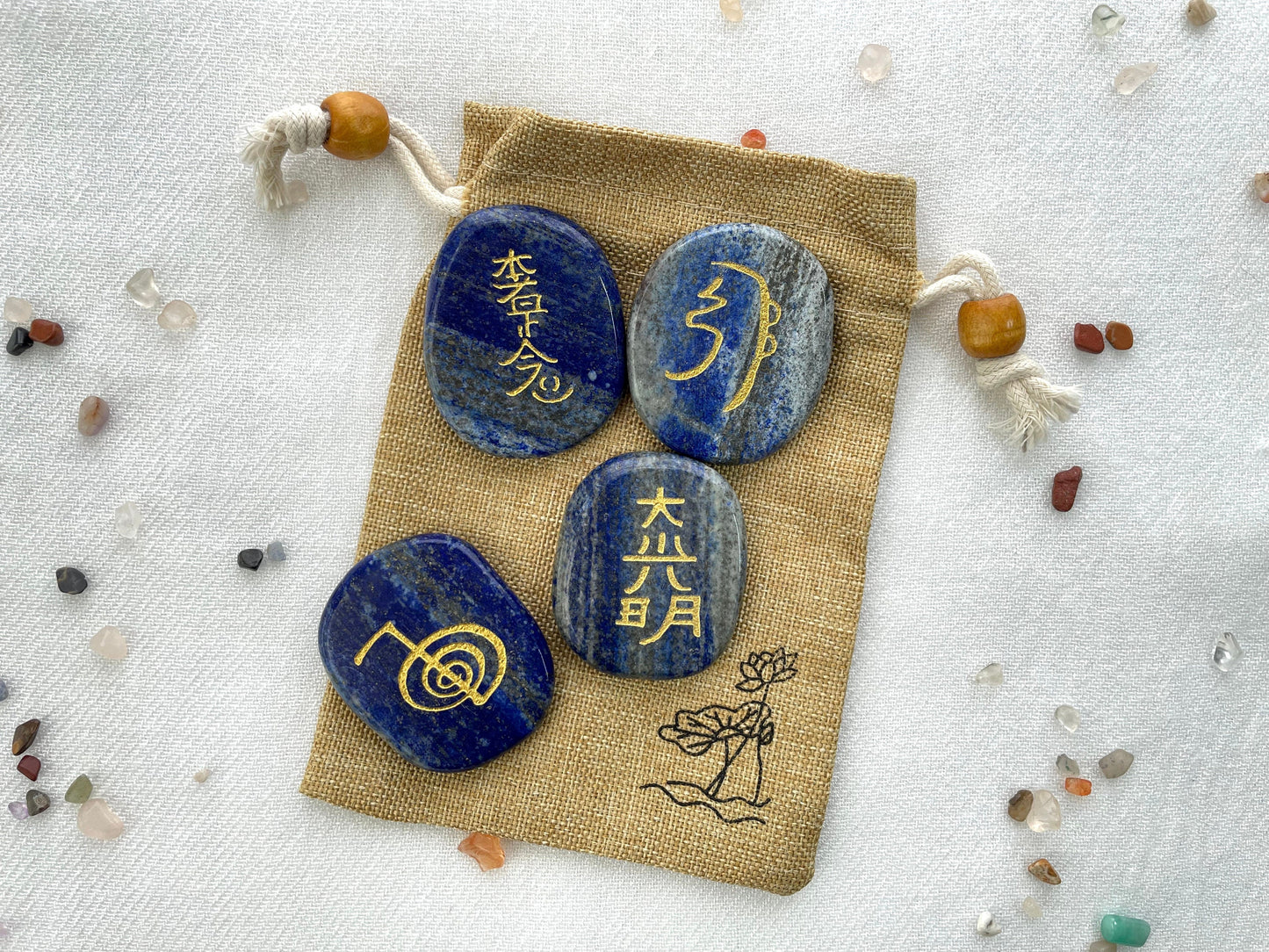 Reiki Symbols in Lapis Lazuli. Reiki Infused