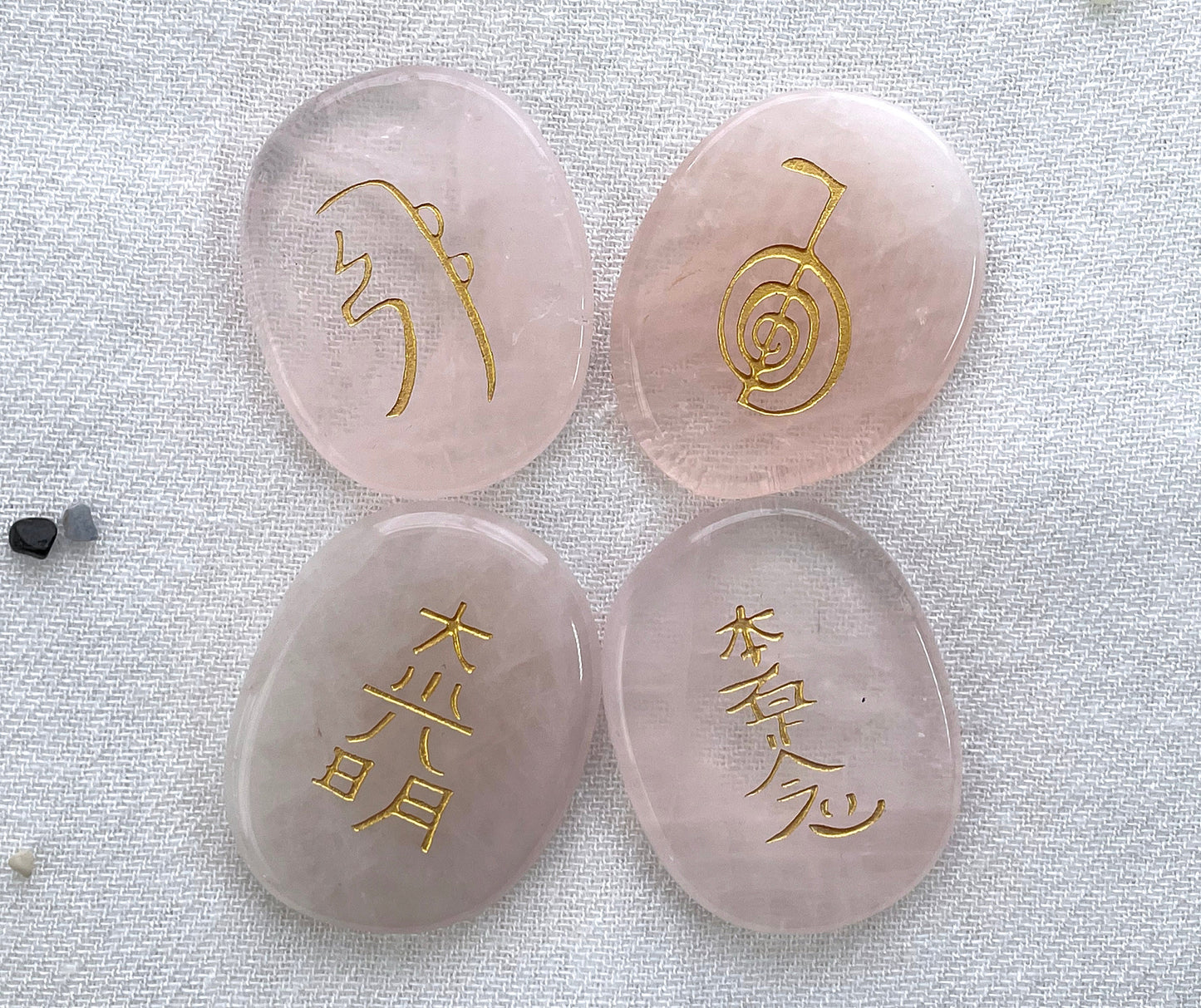 Reiki Symbols in Rose Quartz. Reiki Infused
